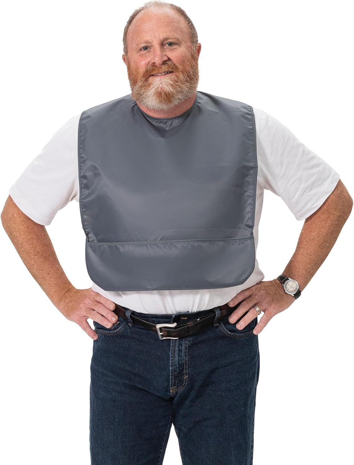 image:imageTiny Twinkle 2Pack of Premium Bibs for Adult Men Women and Teens Clothing Protector for Elderly and Special NeedsSlate Blue Charcoal