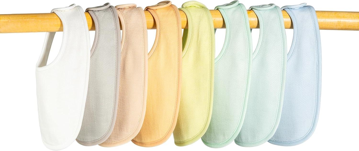 image:imageTiny Twinkle Baby Feeding Bibs Waterproof and Absorbent Infant Drool and Feeding Baby BibsBoy Macaron 8pack