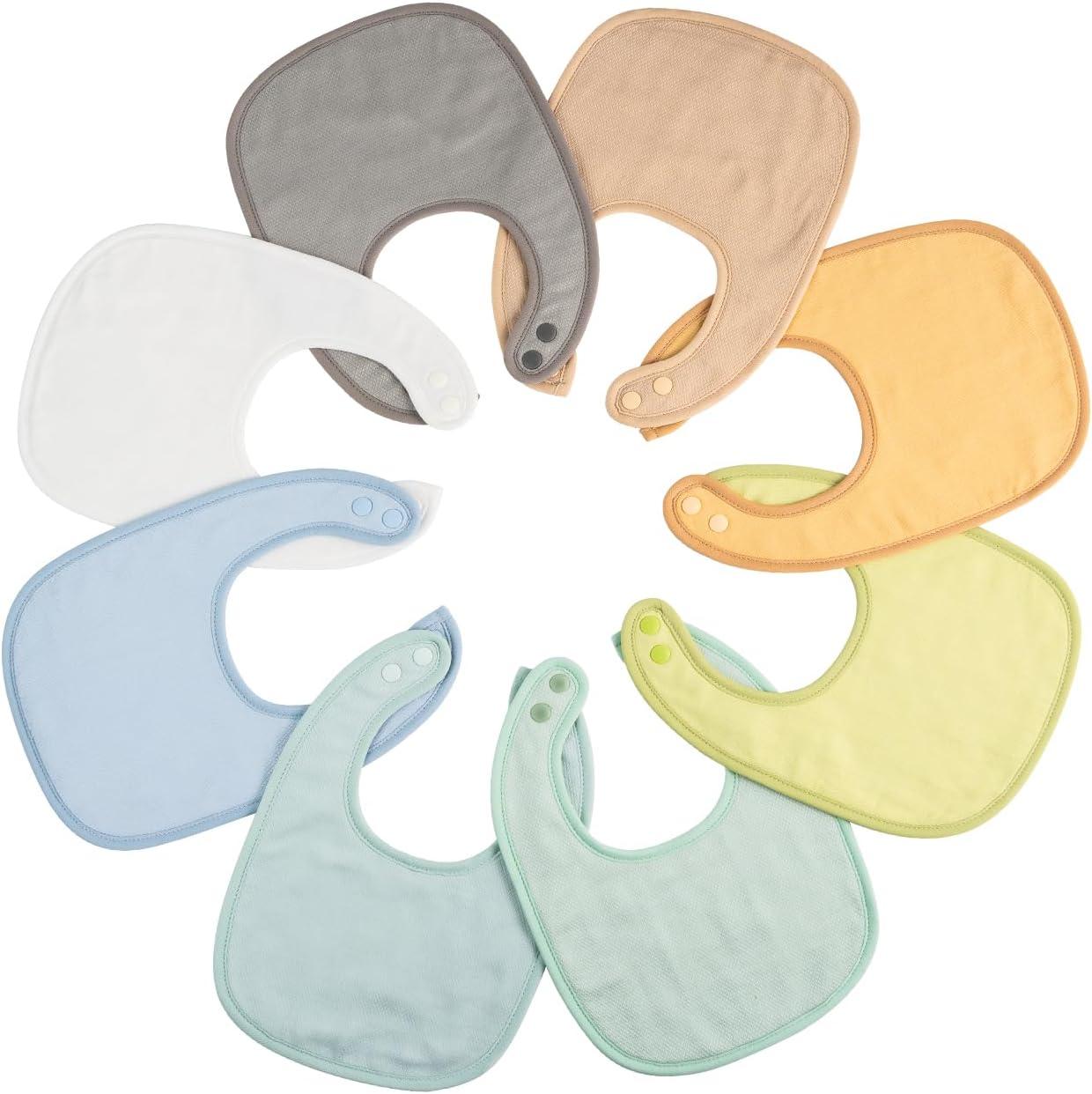 image:imageTiny Twinkle Baby Feeding Bibs Waterproof and Absorbent Infant Drool and Feeding Baby BibsBoy Macaron 8pack