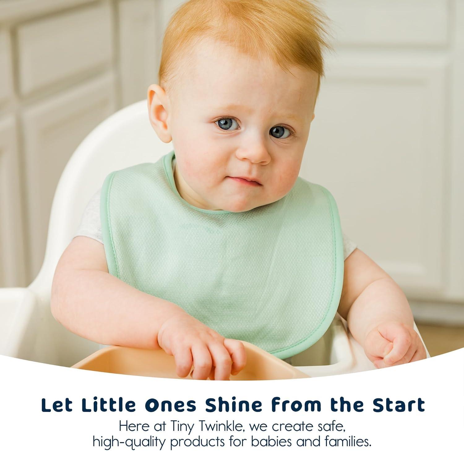 image:imageTiny Twinkle Baby Feeding Bibs Waterproof and Absorbent Infant Drool and Feeding Baby BibsBoy Macaron 8pack