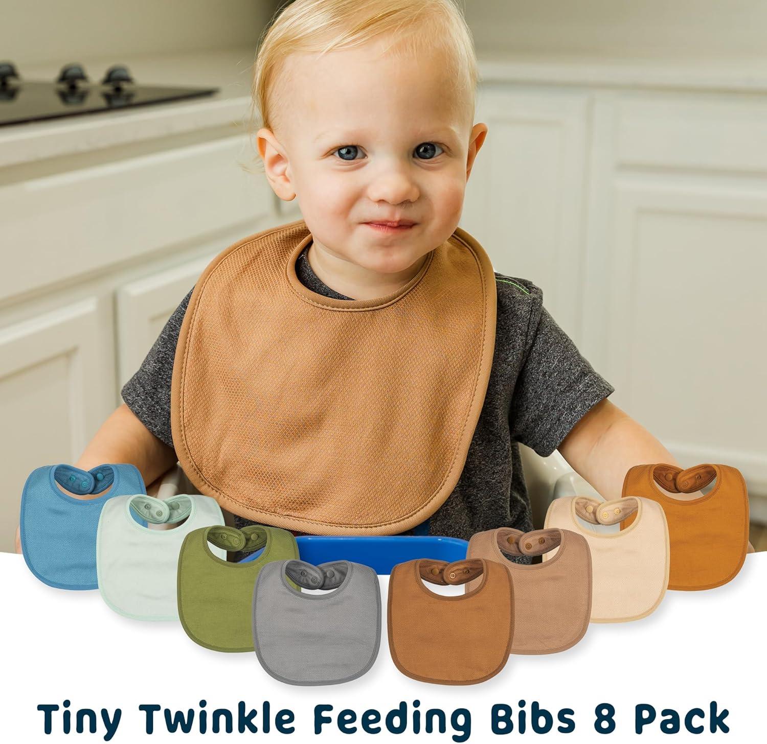 image:imageTiny Twinkle Baby Feeding Bibs Waterproof and Absorbent Infant Drool and Feeding Baby BibsBoy Set 8pack