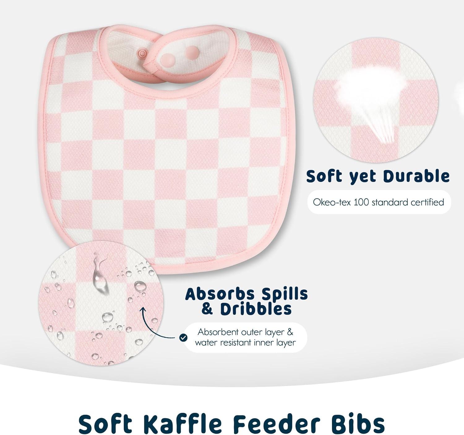 image:imageTiny Twinkle Baby Feeding Bibs Waterproof and Absorbent Infant Drool and Feeding Baby BibsGirl Print 8pack