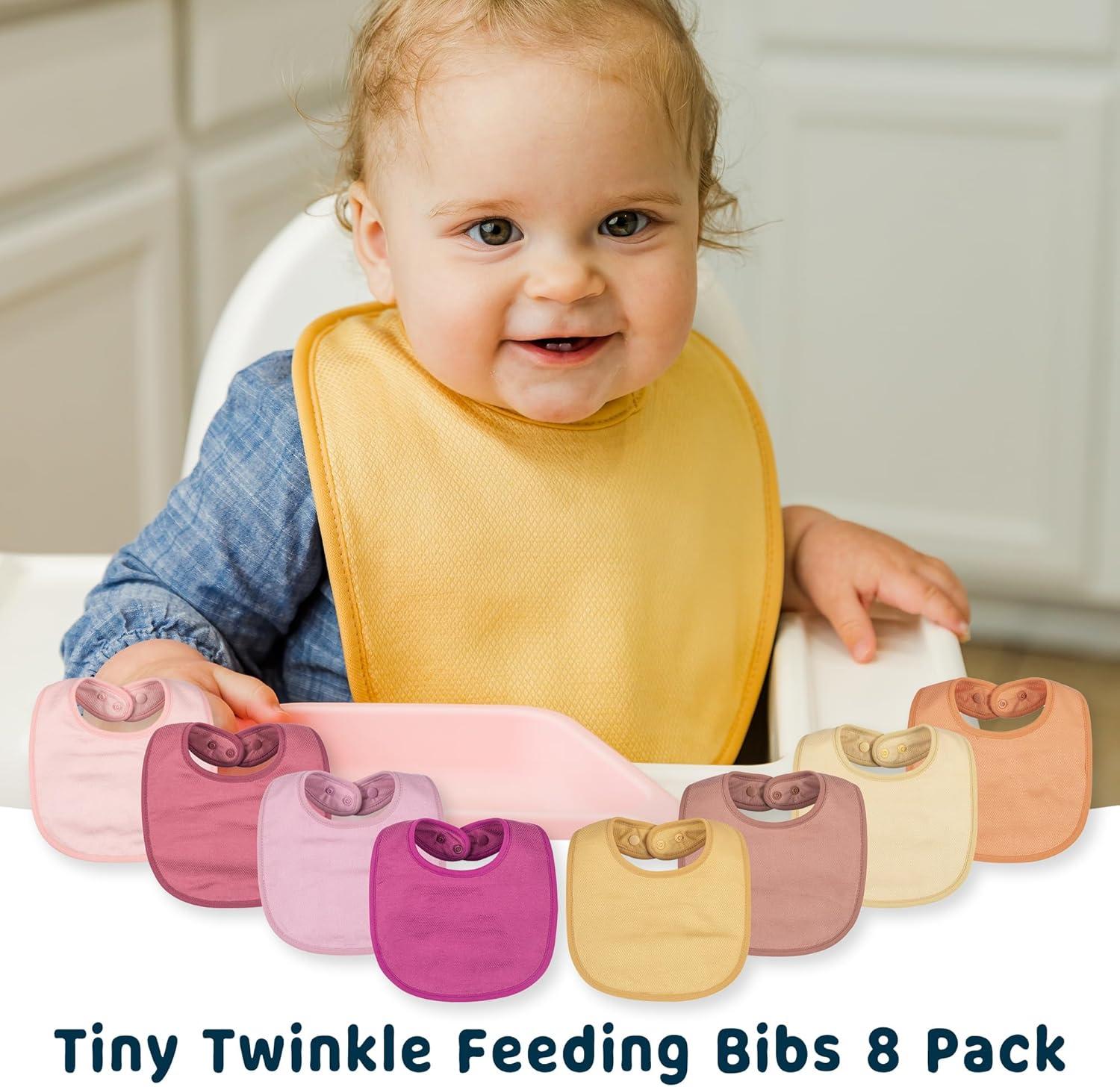 image:imageTiny Twinkle Baby Feeding Bibs Waterproof and Absorbent Infant Drool and Feeding Baby BibsGirl Set 8pack