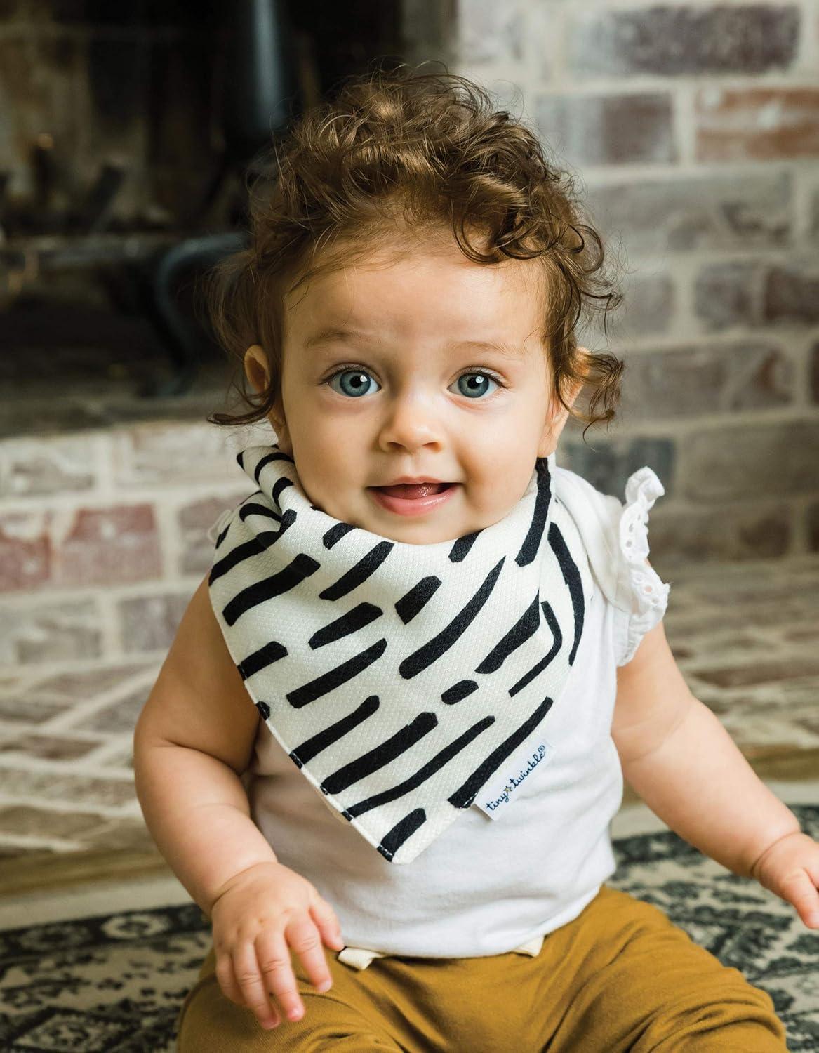 image:imageTiny Twinkle Bandana Scarf Bibs Water Resistant and Absorbent Drool and Teething Baby BibsBlack and White 2 Pack