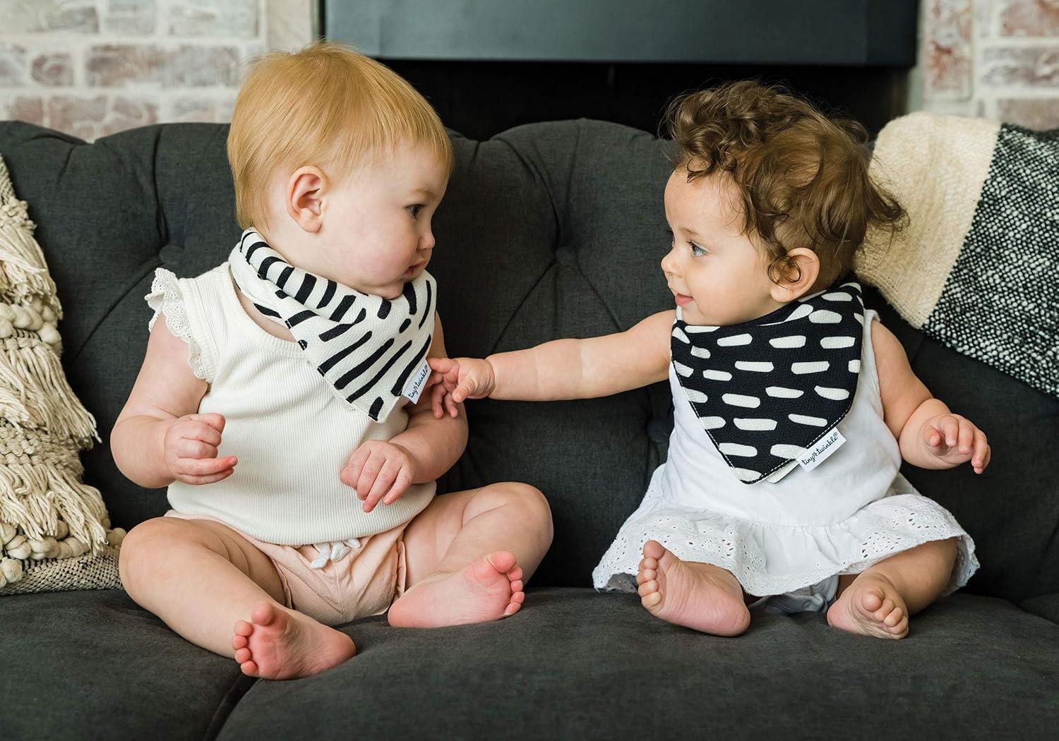 image:imageTiny Twinkle Bandana Scarf Bibs Water Resistant and Absorbent Drool and Teething Baby BibsBlack and White 2 Pack