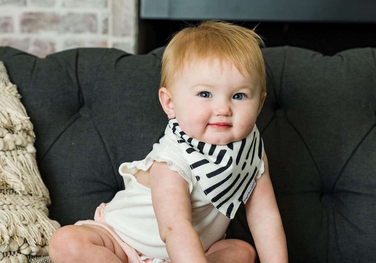 image:imageTiny Twinkle Bandana Scarf Bibs Water Resistant and Absorbent Drool and Teething Baby BibsBlack and White 2 Pack