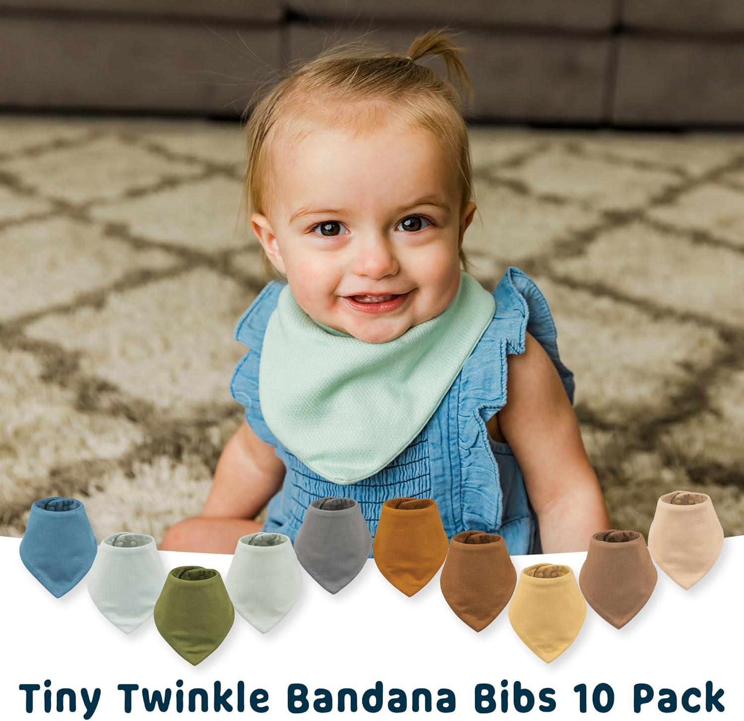 image:imageTiny Twinkle Bandana Scarf Bibs Water Resistant and Absorbent Drool and Teething Baby BibsBoy Set 10pack