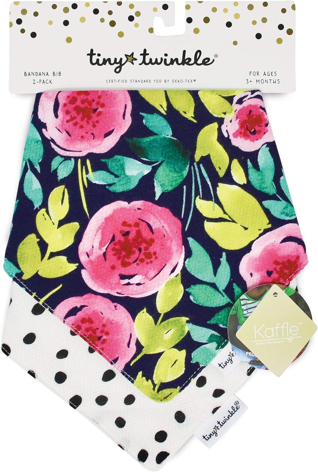 image:imageTiny Twinkle Bandana Scarf Bibs Water Resistant and Absorbent Drool and Teething Baby BibsPeony 2 Pack