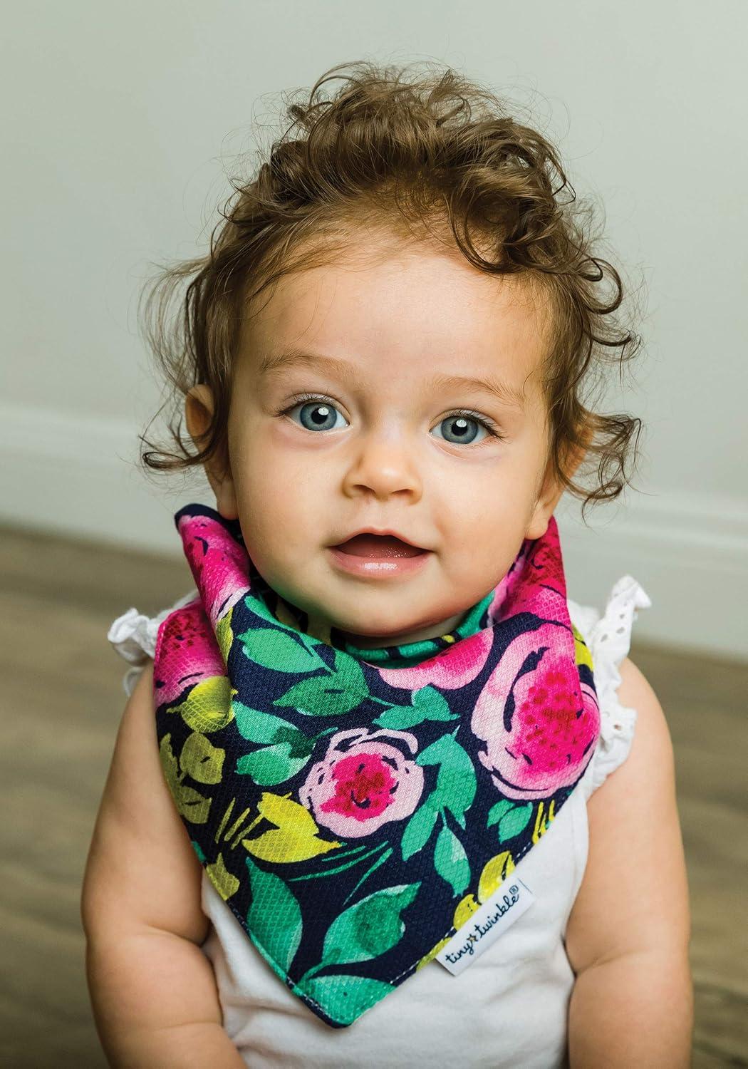 image:imageTiny Twinkle Bandana Scarf Bibs Water Resistant and Absorbent Drool and Teething Baby BibsPeony 2 Pack