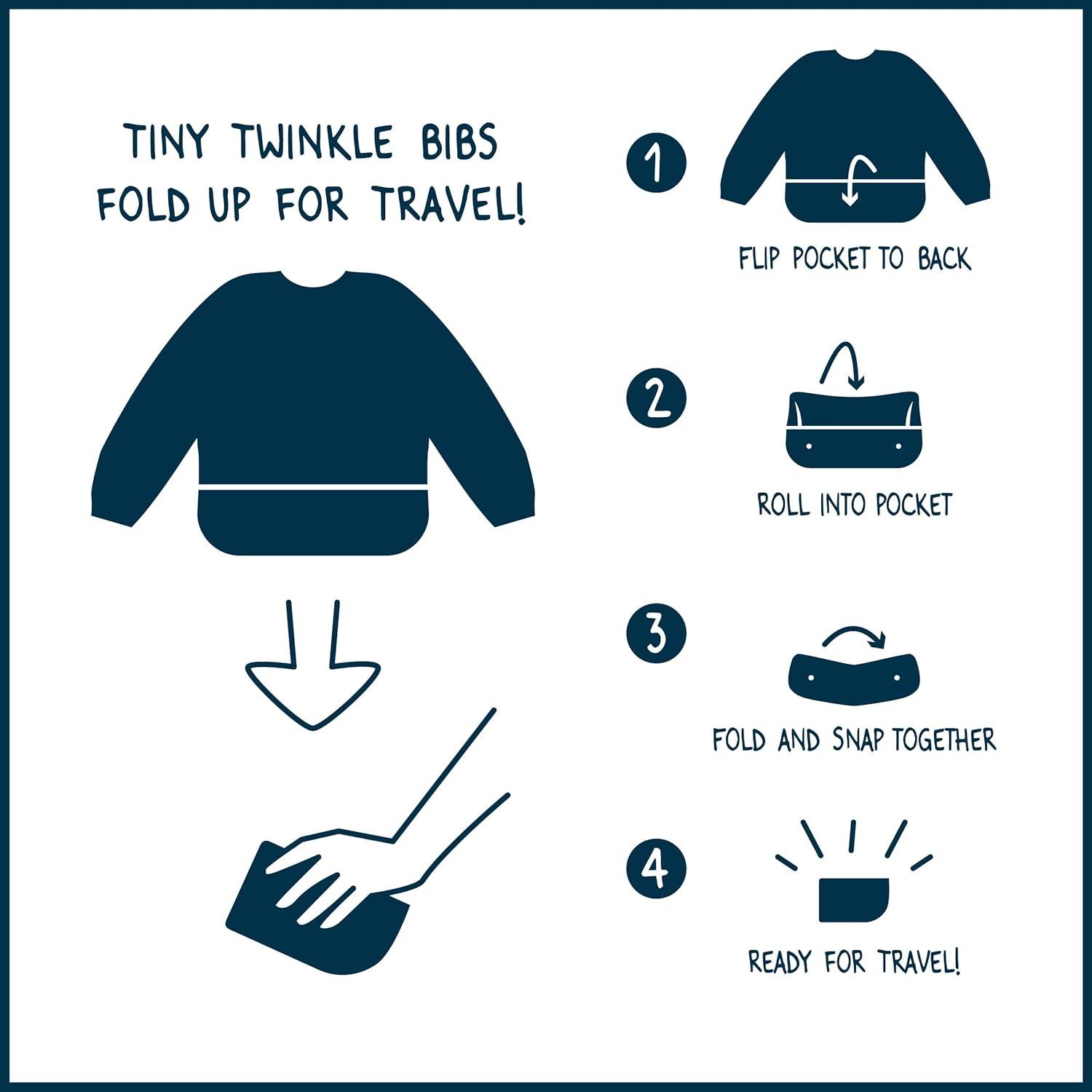 image:imageTiny Twinkle Long Sleeve Bib for Babies amp Toddlers 2Pack Waterproof Smock Bib for Eating Machine Washable amp MessProof Feeding Essentials Newborn Shower Gift Grey Indigo624MSand Cinnamon