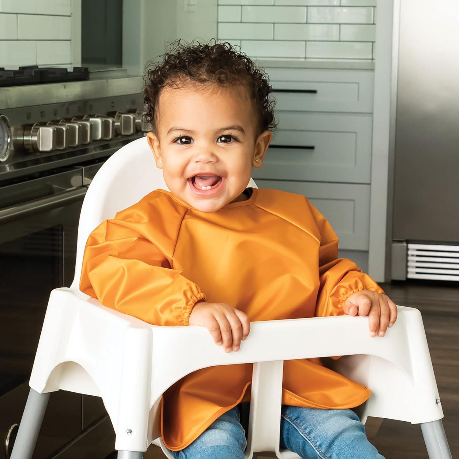 image:imageTiny Twinkle Long Sleeve Bib for Babies amp Toddlers 2Pack Waterproof Smock Bib for Eating Machine Washable amp MessProof Feeding Essentials Newborn Shower Gift Grey Indigo624MSand Cinnamon