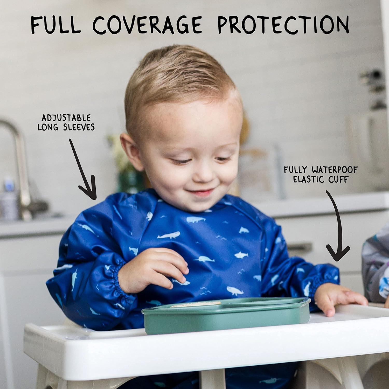 image:imageTiny Twinkle Long Sleeve Bib for Babies amp Toddlers 2Pack Waterproof Smock Bib for Eating Machine Washable amp MessProof Feeding Essentials Newborn Shower Gift Grey Indigo624MSand Cinnamon