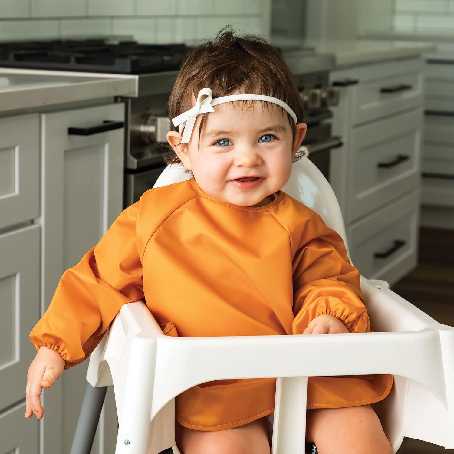 image:imageTiny Twinkle Long Sleeve Bib for Babies amp Toddlers 2Pack Waterproof Smock Bib for Eating Machine Washable amp MessProof Feeding Essentials Newborn Shower Gift Grey Indigo624MSand Cinnamon