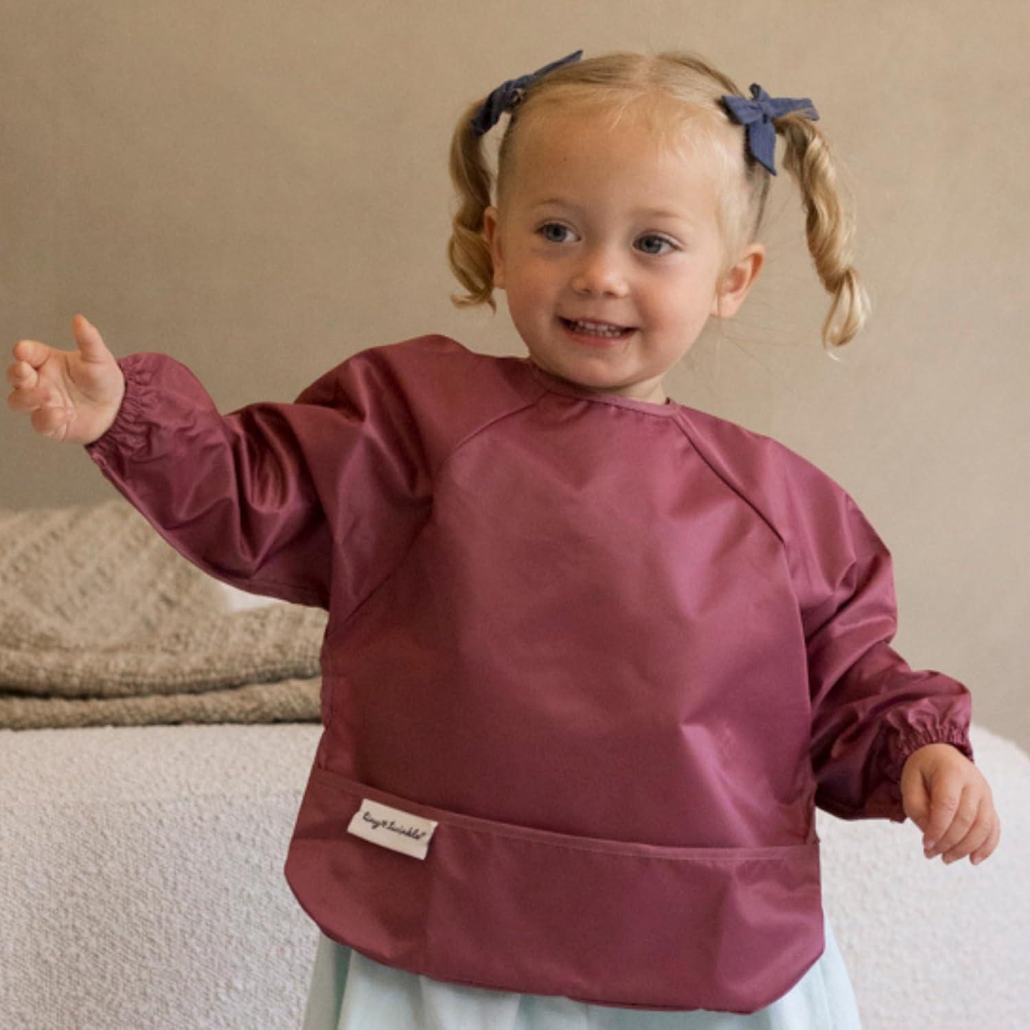 image:imageTiny Twinkle Long Sleeve Bib for Babies amp Toddlers 2Pack Waterproof Smock Bib for Eating Machine Washable amp MessProof Feeding Essentials Newborn Shower Gift Grey Indigo624MRose Burgundy