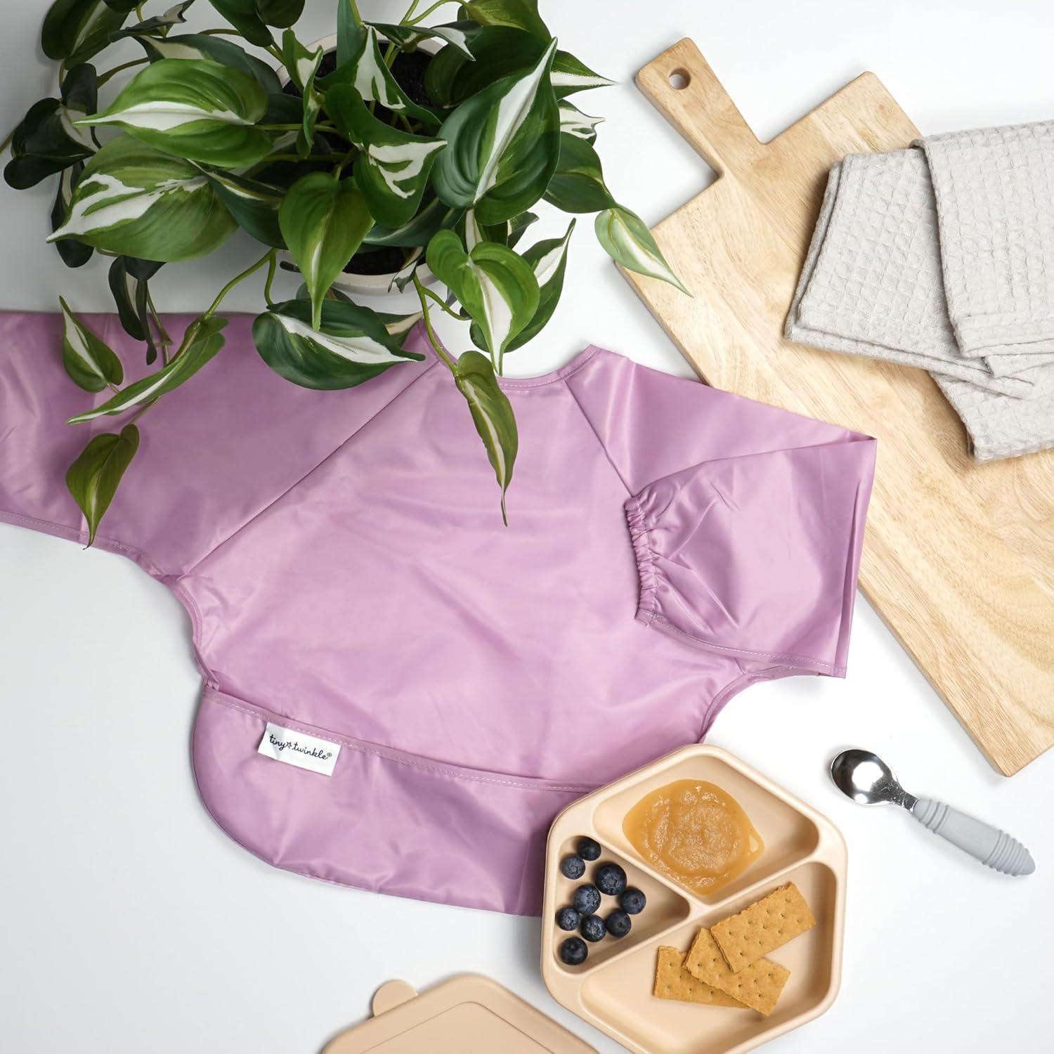 image:imageTiny Twinkle Long Sleeve Bib for Babies amp Toddlers 2Pack Waterproof Smock Bib for Eating Machine Washable amp MessProof Feeding Essentials Newborn Shower Gift Peach Terracotta624MTaupe Lilac