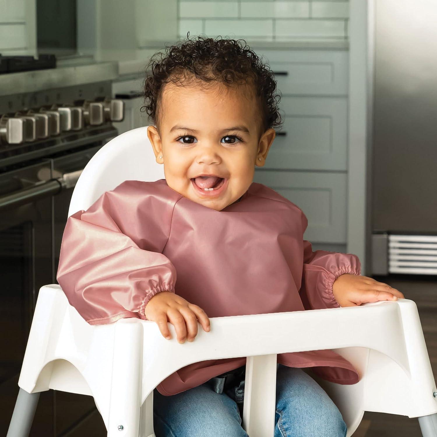 image:imageTiny Twinkle Long Sleeve Bib for Babies amp Toddlers 2Pack Waterproof Smock Bib for Eating Machine Washable amp MessProof Feeding Essentials Newborn Shower Gift Peach Terracotta624MTaupe Lilac