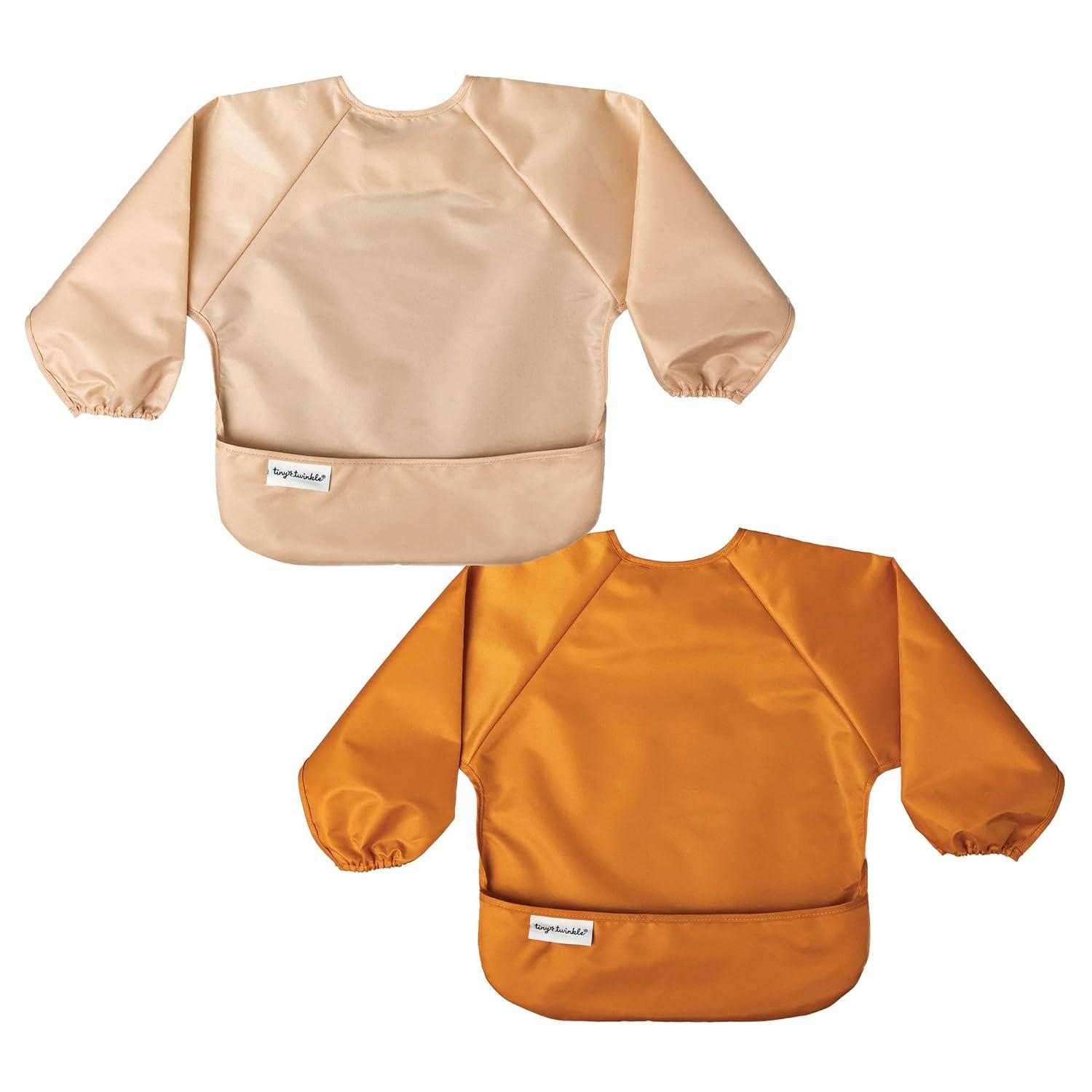image:imageTiny Twinkle Long Sleeve Bib for Babies amp Toddlers 2Pack Waterproof Smock Bib for Eating Machine Washable amp MessProof Feeding Essentials Newborn Shower Gift Grey Indigo624MSand Cinnamon