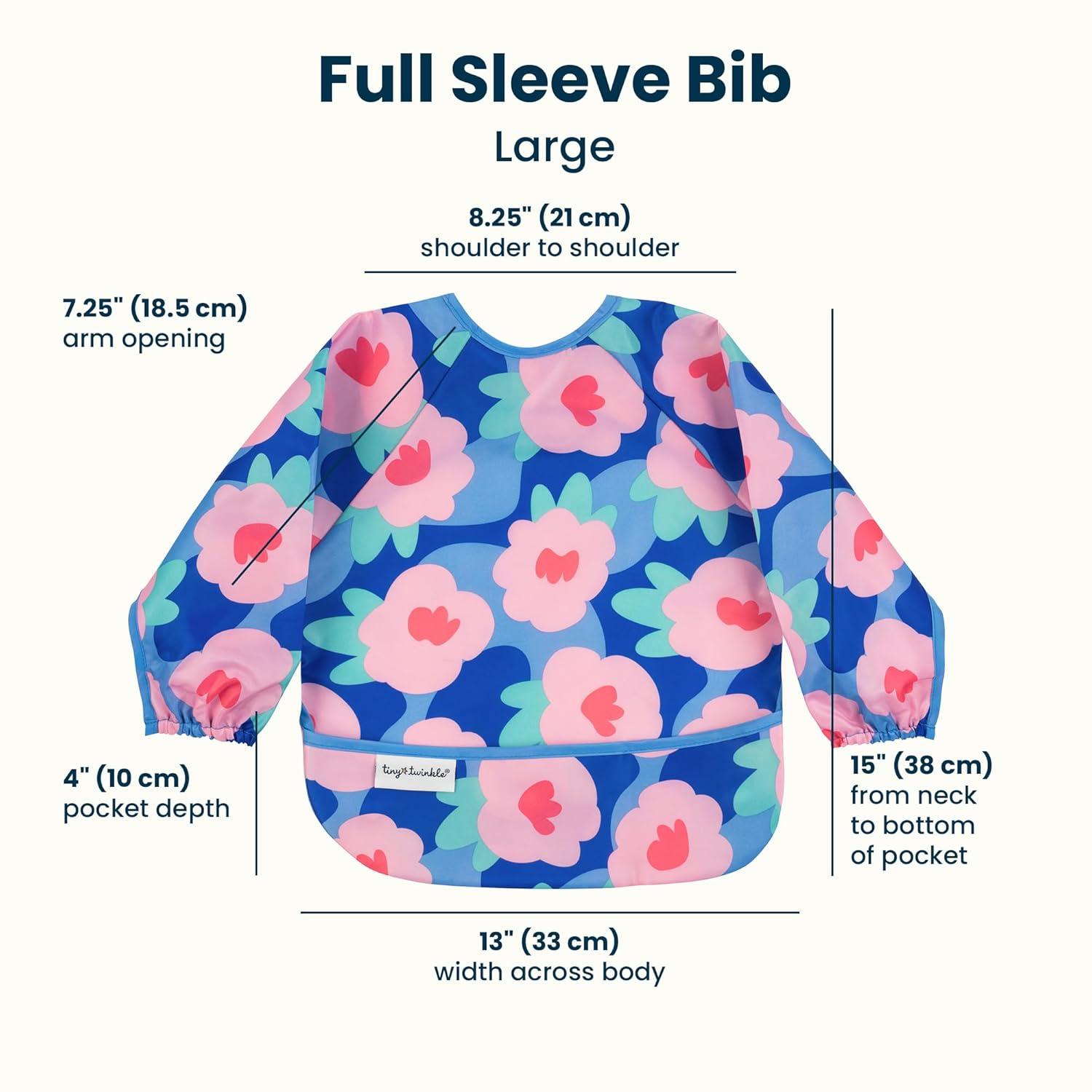 image:imageTiny Twinkle Long Sleeve Bib for Babies amp Toddlers Waterproof Smock Bib for Eating Machine Washable amp MessProof Feeding Essentials Newborn Shower Gift Checkers Black 24YFloral Blue