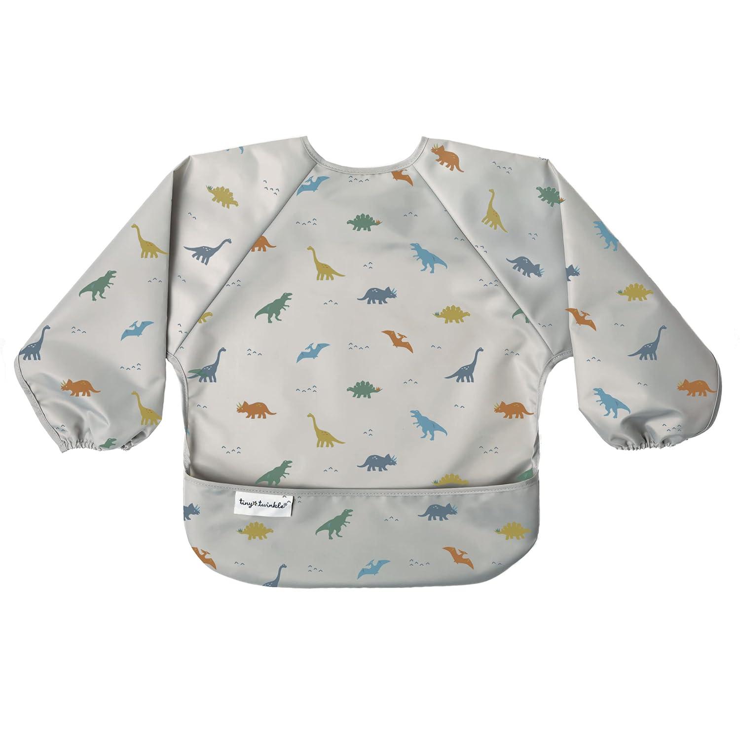 image:imageTiny Twinkle Long Sleeve Bib for Babies amp Toddlers Waterproof Smock Bib for Eating Machine Washable amp MessProof Feeding Essentials Newborn Shower Gift Checkers Black 24YDinosaur