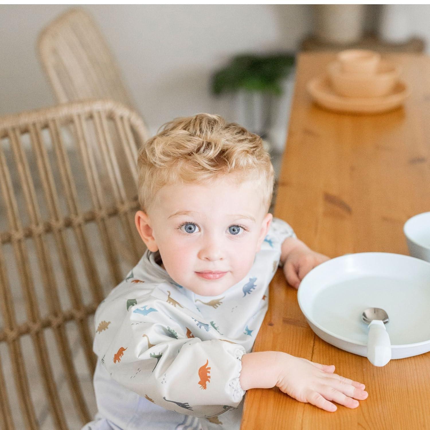 image:imageTiny Twinkle Long Sleeve Bib for Babies amp Toddlers Waterproof Smock Bib for Eating Machine Washable amp MessProof Feeding Essentials Newborn Shower Gift Checkers Black 24YDinosaur
