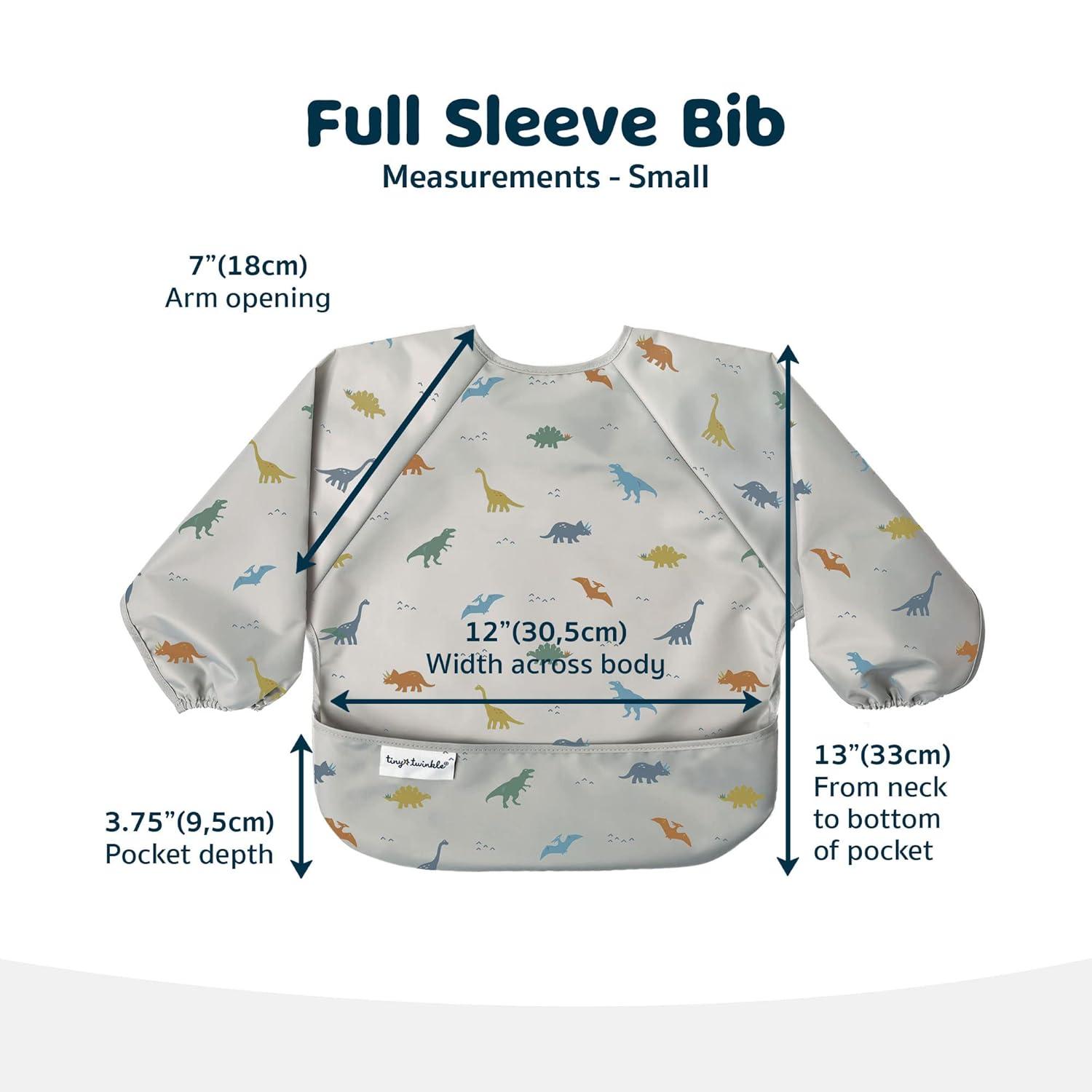 image:imageTiny Twinkle Long Sleeve Bib for Babies amp Toddlers Waterproof Smock Bib for Eating Machine Washable amp MessProof Feeding Essentials Newborn Shower Gift Checkers Black 24YDinosaur
