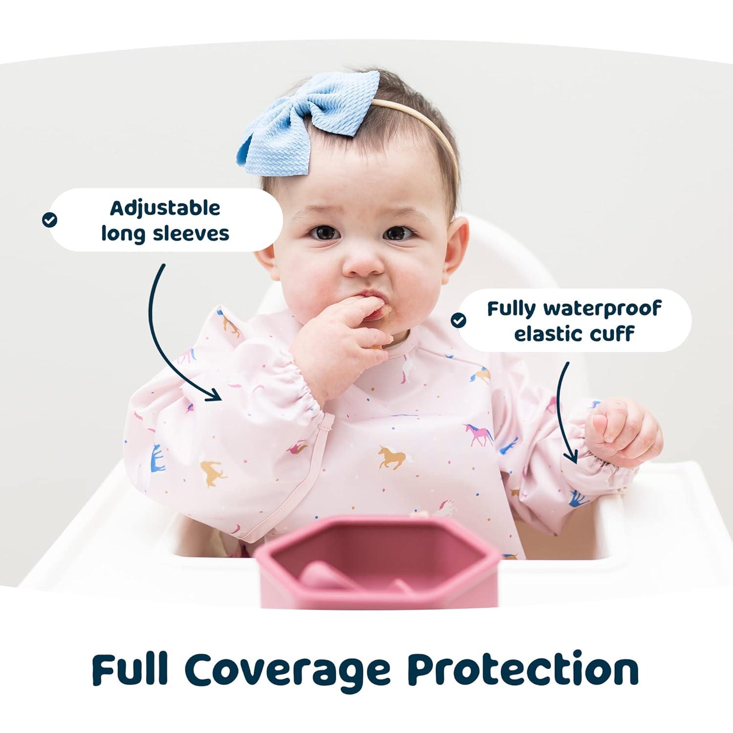 image:imageTiny Twinkle Long Sleeve Bib for Babies amp Toddlers Waterproof Smock Bib for Eating Machine Washable amp MessProof Feeding Essentials Newborn Shower Gift Checkers Black 24YUnicorn Conf