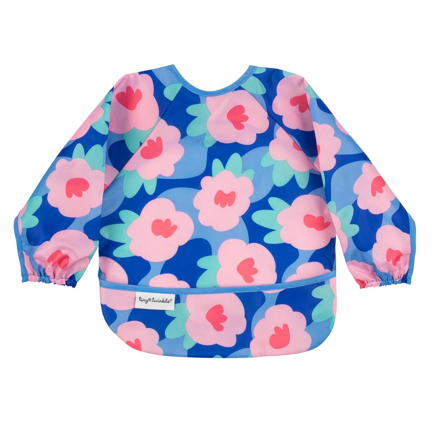 image:imageTiny Twinkle Long Sleeve Bib for Babies amp Toddlers Waterproof Smock Bib for Eating Machine Washable amp MessProof Feeding Essentials Newborn Shower Gift Checkers Black 24YFloral Blue