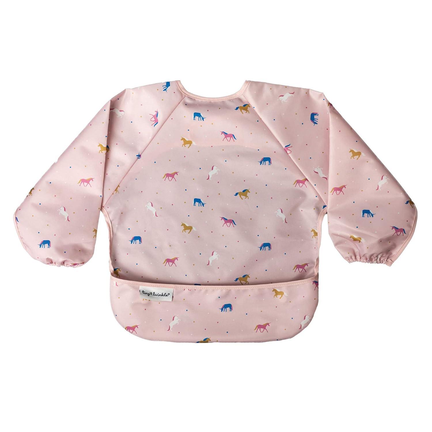 image:imageTiny Twinkle Long Sleeve Bib for Babies amp Toddlers Waterproof Smock Bib for Eating Machine Washable amp MessProof Feeding Essentials Newborn Shower Gift Checkers Black 24YUnicorn Conf