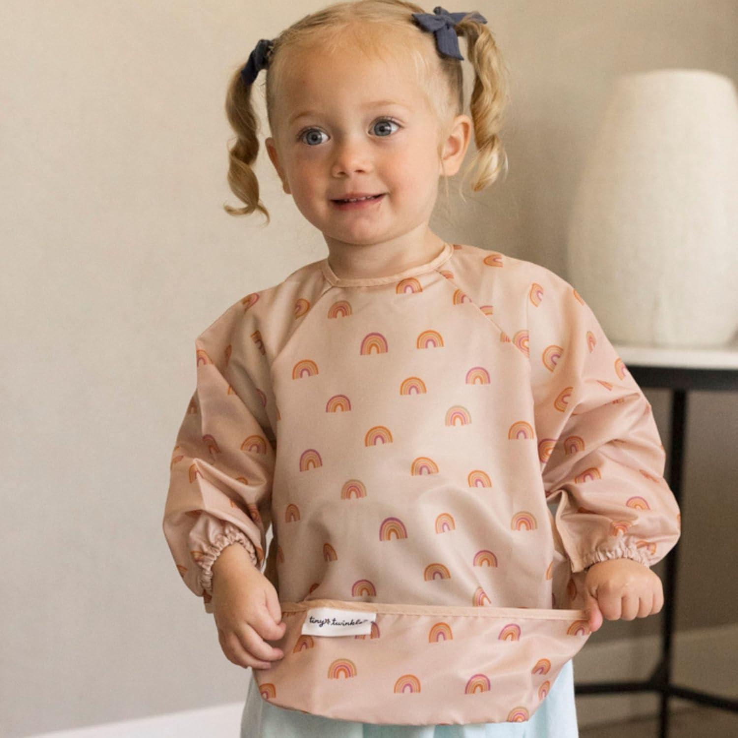 image:imageTiny Twinkle Long Sleeve Bib for Babies amp Toddlers Waterproof Smock Bib for Eating Machine Washable amp MessProof Feeding Essentials Newborn Shower Gift Checkers Black 24YBoho Rainbow
