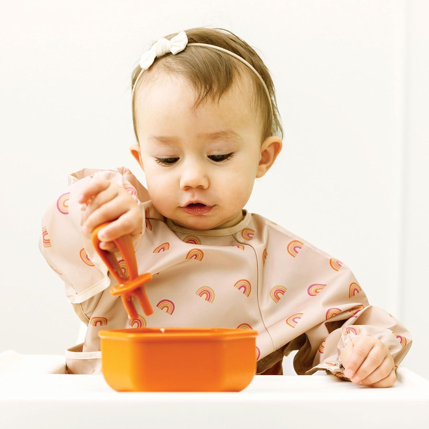 image:imageTiny Twinkle Long Sleeve Bib for Babies amp Toddlers Waterproof Smock Bib for Eating Machine Washable amp MessProof Feeding Essentials Newborn Shower Gift Checkers Black 24YBoho Rainbow