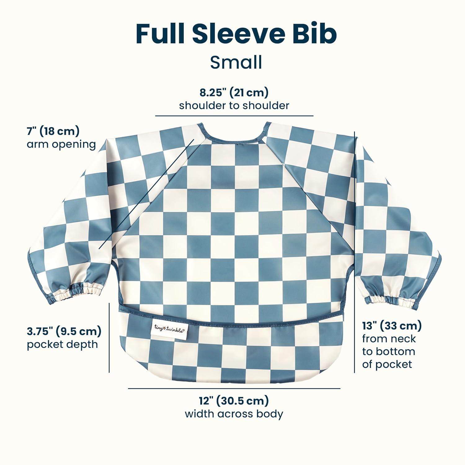image:imageTiny Twinkle Long Sleeve Bib for Babies amp Toddlers Waterproof Smock Bib for Eating Machine Washable amp MessProof Feeding Essentials Newborn Shower Gift Checkers Black 24YCheckers Blue