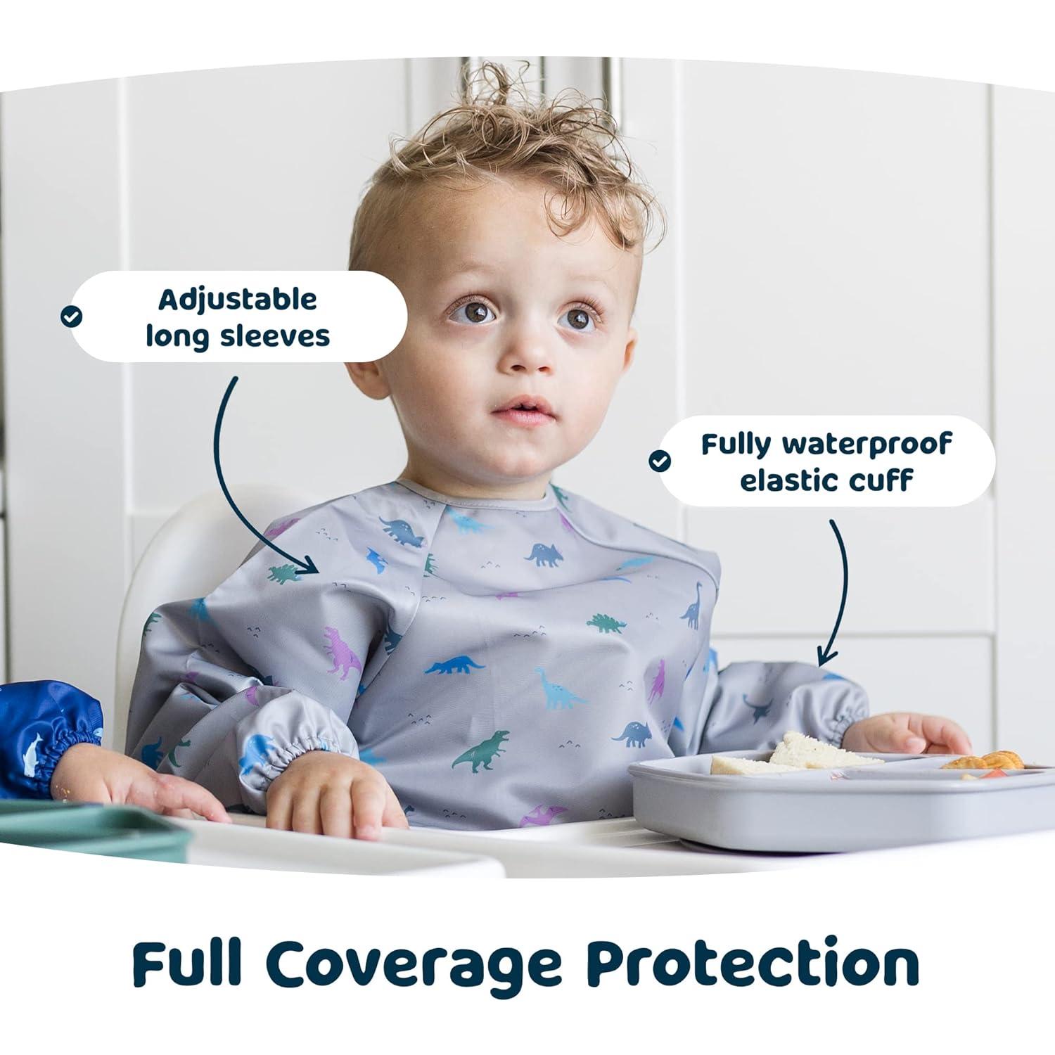 image:imageTiny Twinkle Long Sleeve Bib for Babies amp Toddlers Waterproof Smock Bib for Eating Machine Washable amp MessProof Feeding Essentials Newborn Shower Gift Checkers Black 24YDinosaur