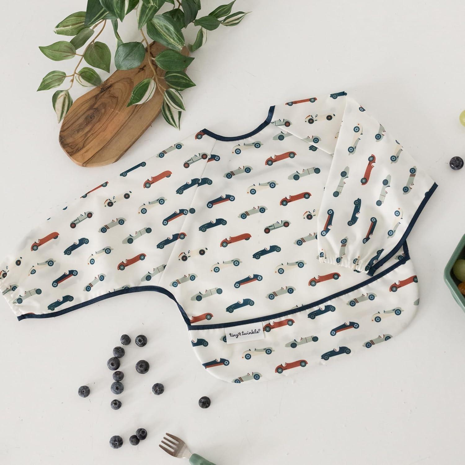 image:imageTiny Twinkle Long Sleeve Bib for Babies amp Toddlers Waterproof Smock Bib for Eating Machine Washable amp MessProof Feeding Essentials Newborn Shower Gift Checkers Black 24YVintage Cars