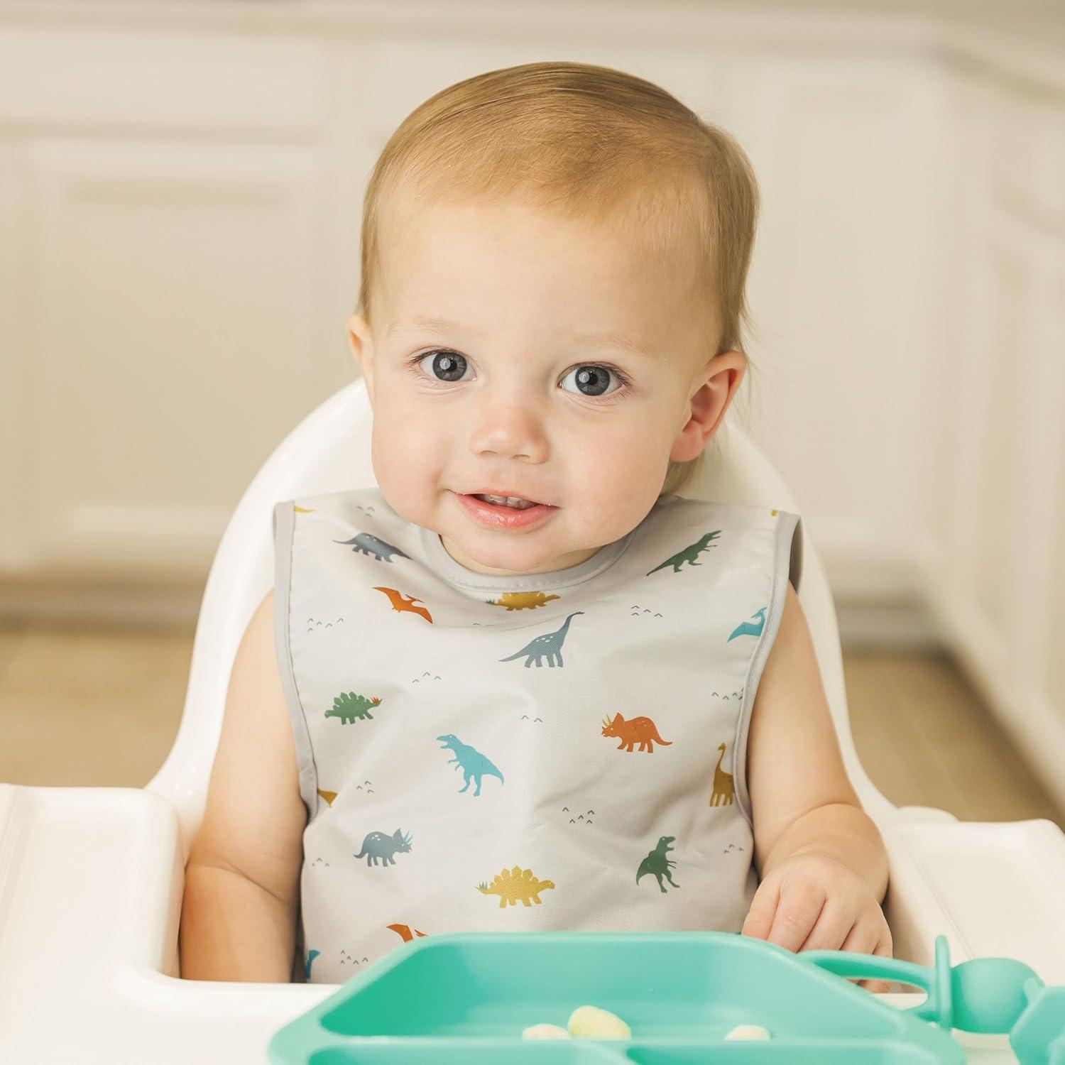 image:imageTiny Twinkle Mess Proof Baby Bib for Boys Waterproof Toddler Bib for Eating Baby Apron for Feeding Machine Washable Perfect Shower Gift Ocean Life 24YDinosaur