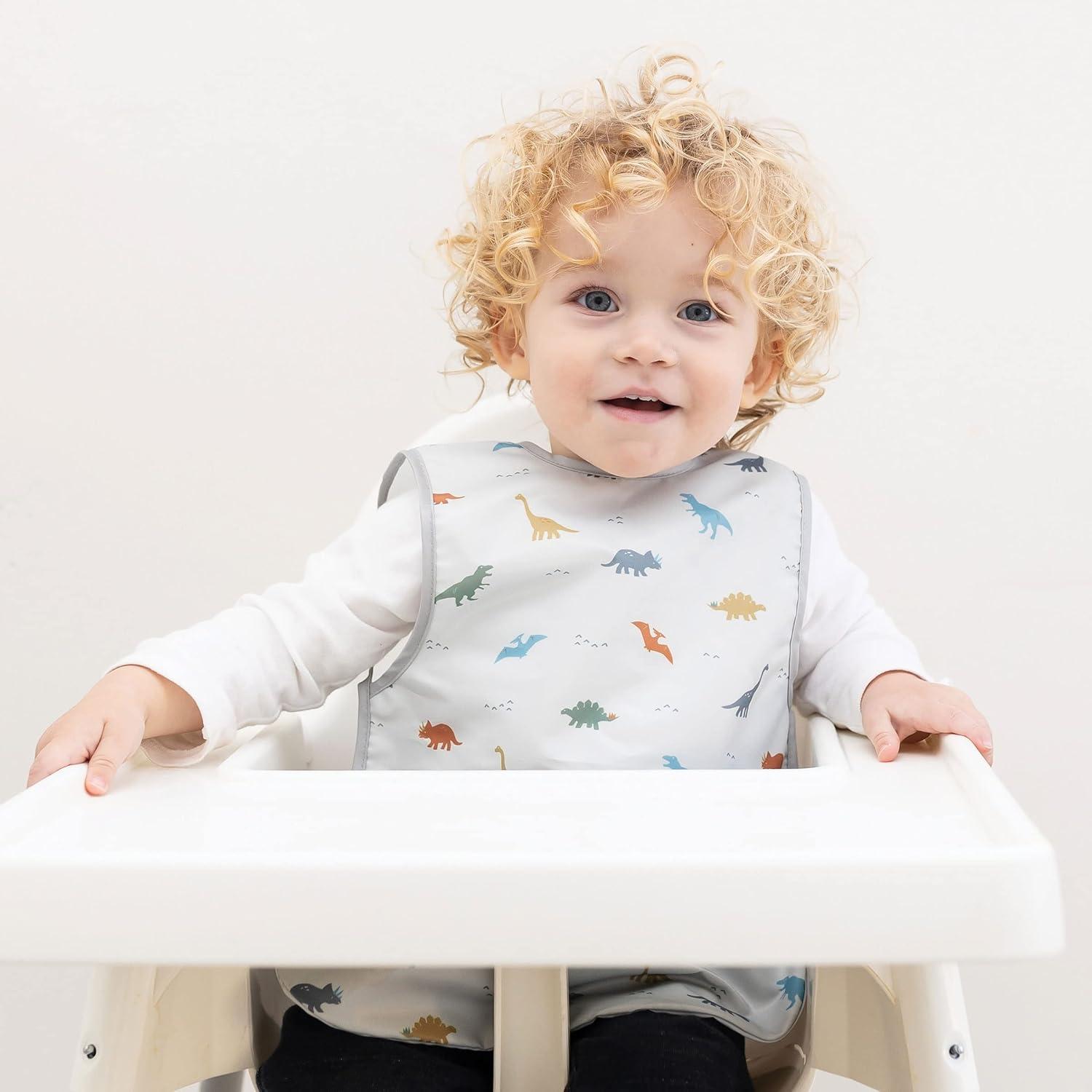 image:imageTiny Twinkle Mess Proof Baby Bib for Boys Waterproof Toddler Bib for Eating Baby Apron for Feeding Machine Washable Perfect Shower Gift Ocean Life 24YDinosaur