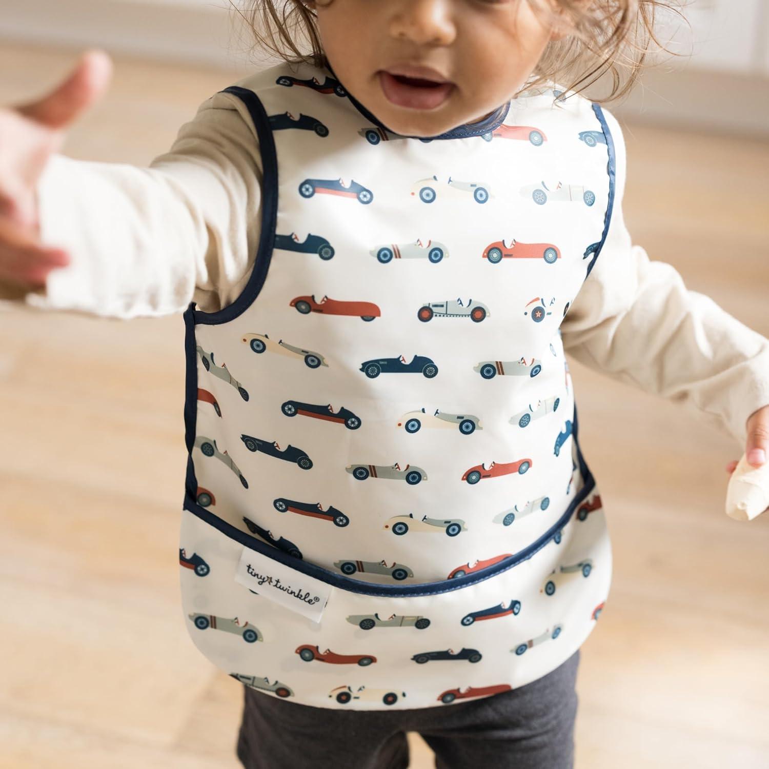 image:imageTiny Twinkle Mess Proof Baby Bib for Boys Waterproof Toddler Bib for Eating Baby Apron for Feeding Machine Washable Perfect Shower Gift Ocean Life 24YVintage Cars
