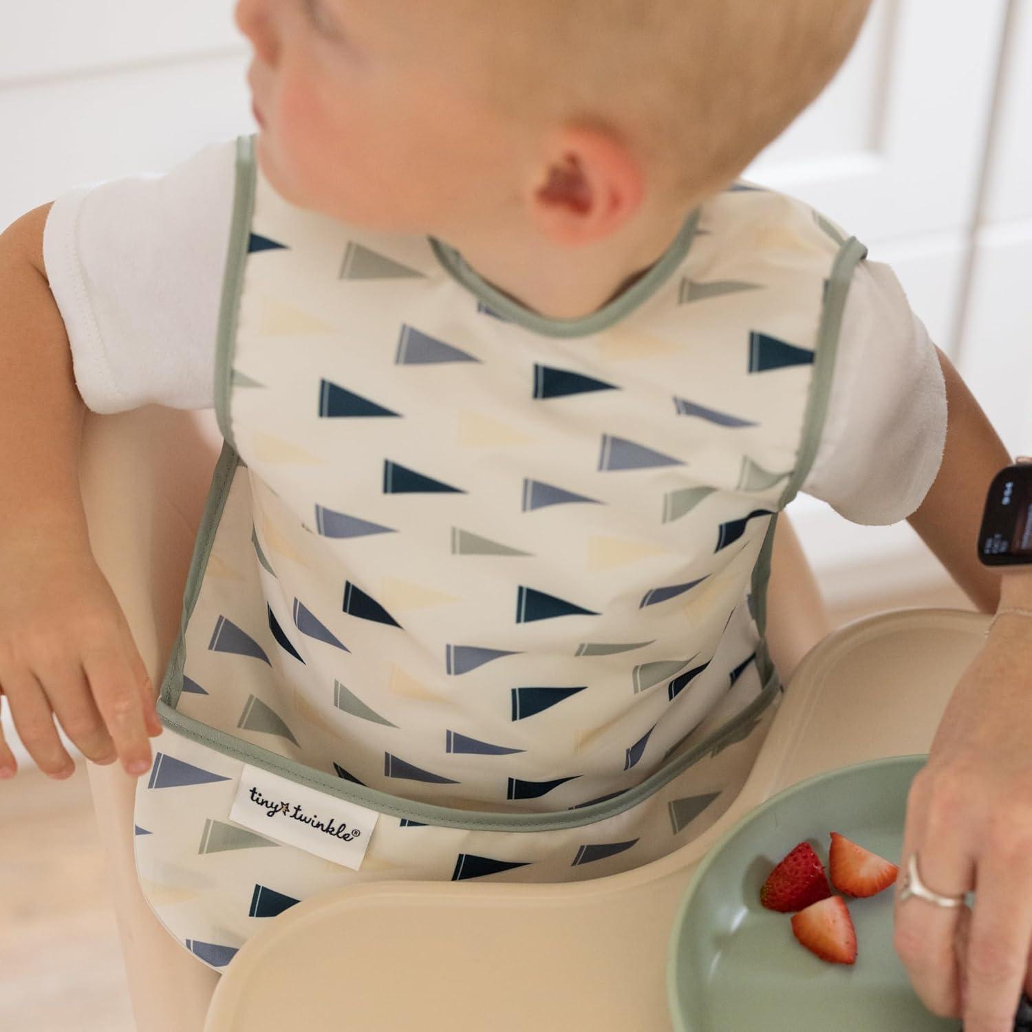 image:imageTiny Twinkle Mess Proof Baby Bib for Boys Waterproof Toddler Bib for Eating Baby Apron for Feeding Machine Washable Perfect Shower Gift Ocean Life 24YVarsity Flags