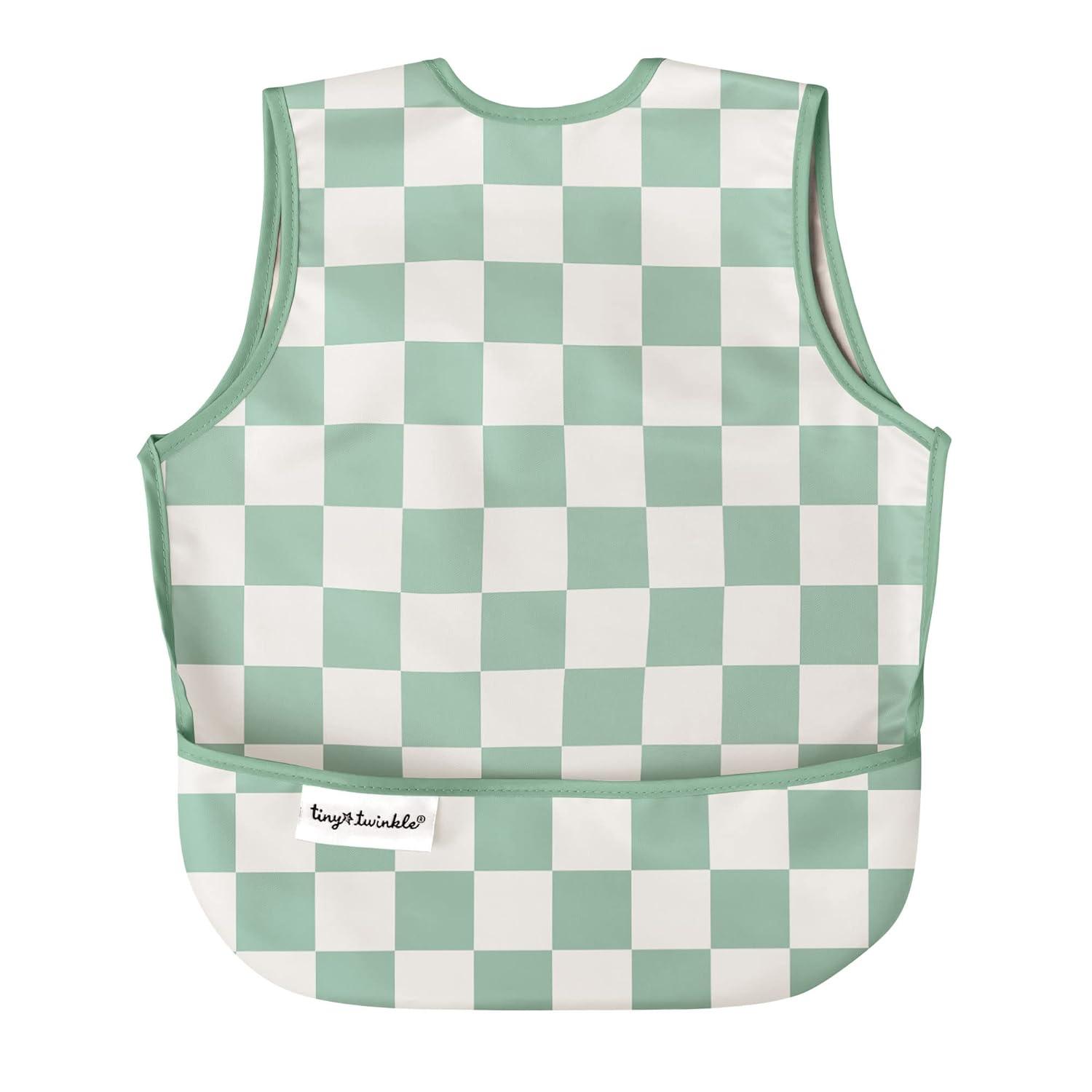 image:imageTiny Twinkle Mess Proof Baby Bib for Boys Waterproof Toddler Bib for Eating Baby Apron for Feeding Machine Washable Perfect Shower Gift Ocean Life 24YGreen Checkers
