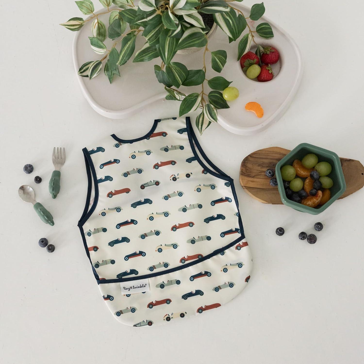 image:imageTiny Twinkle Mess Proof Baby Bib for Boys Waterproof Toddler Bib for Eating Baby Apron for Feeding Machine Washable Perfect Shower Gift Ocean Life 24YVintage Cars