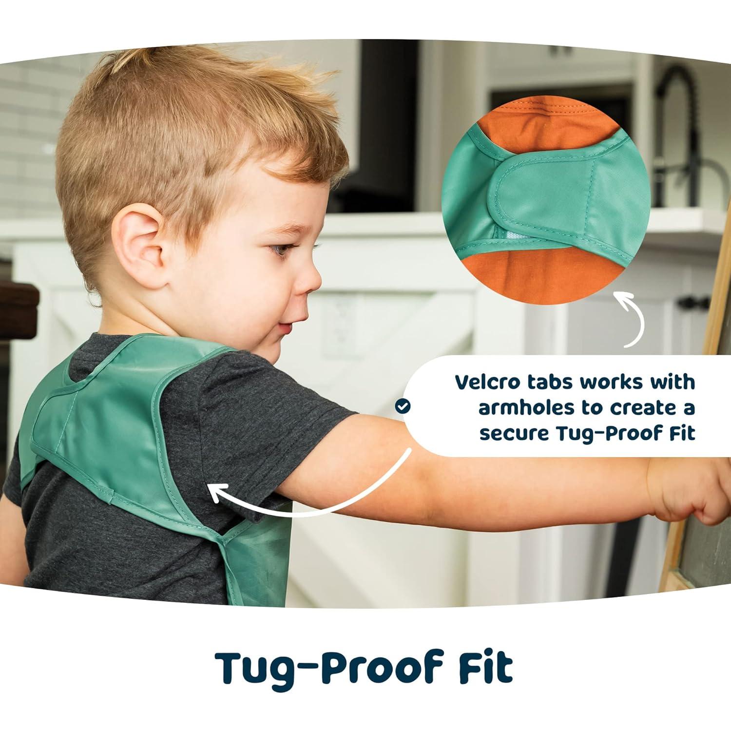 image:imageTiny Twinkle Mess Proof Baby Bibs 2 Pack Waterproof Toddler Bib for Eating Baby Apron for Feeding Machine Washable Perfect Shower Gift Sand Cinnamon 24YSlate Olive