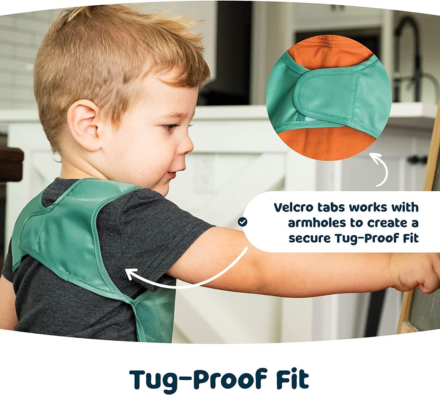 image:imageTiny Twinkle Mess Proof Baby Bibs 2 Pack Waterproof Toddler Bib for Eating Baby Apron for Feeding Machine Washable Perfect Shower Gift Sand Cinnamon 24YSlate Olive