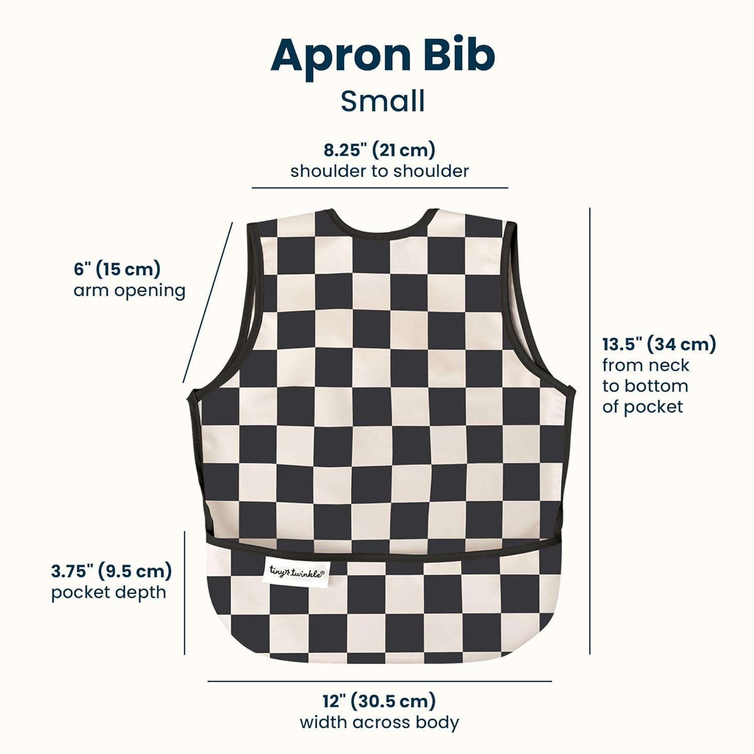 image:imageTiny Twinkle Mess Proof Baby Bibs 2 Pack Waterproof Toddler Bib for Eating Baby Apron for Feeding Machine Washable Perfect Shower Gift Sand Cinnamon 24YSpace black Checkers