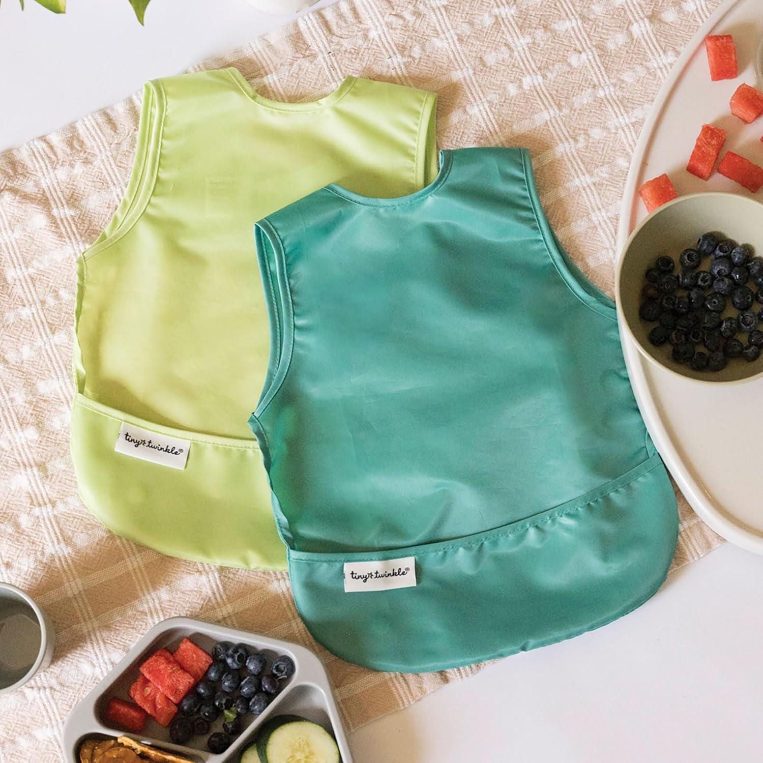 image:imageTiny Twinkle Mess Proof Baby Bibs 2 Pack Waterproof Toddler Bib for Eating Baby Apron for Feeding Machine Washable Perfect Shower Gift Sand Cinnamon 24YRainforest