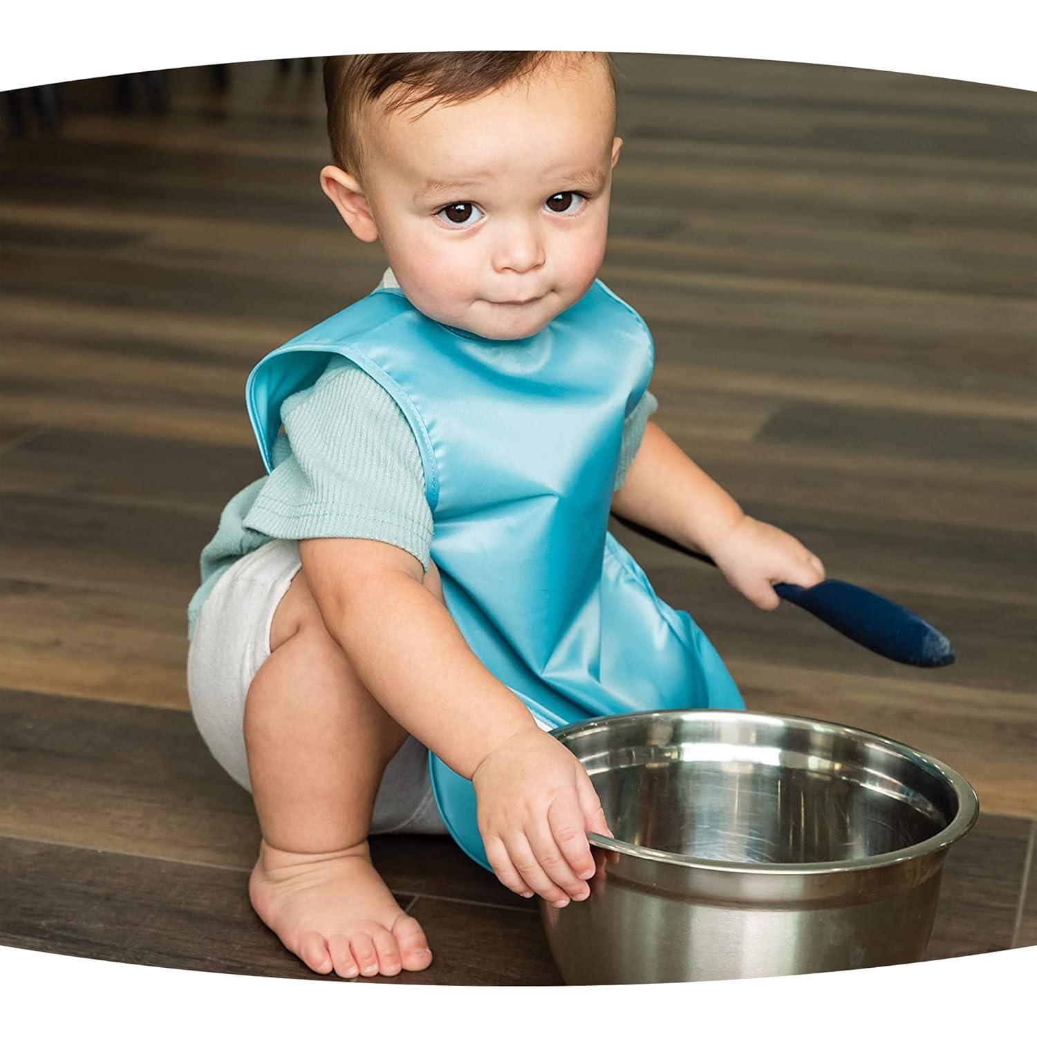 image:imageTiny Twinkle Mess Proof Baby Bibs 2 Pack Waterproof Toddler Bib for Eating Baby Apron for Feeding Machine Washable Perfect Shower Gift Sand Cinnamon 24YSlate Olive