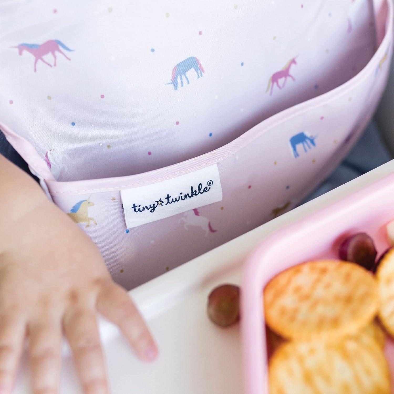 image:imageTiny Twinkle MessProof Baby Bibs for Eating Waterproof Wipeable Toddler Bibs with CatchAll Pocket Feeding Bibs for Girls amp Boys3 PackCowboy3pack Boho Unicorn