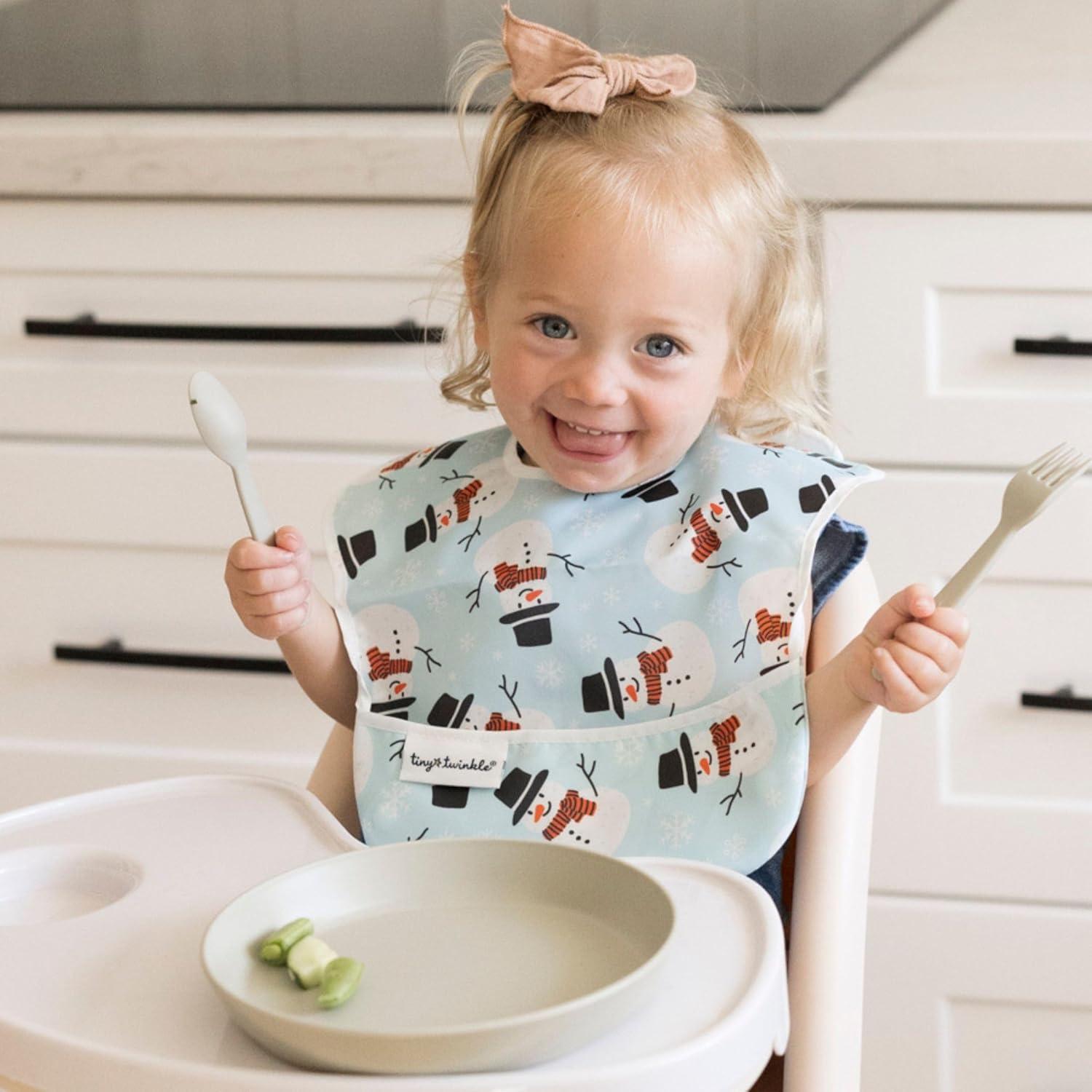 image:imageTiny Twinkle MessProof Baby Bibs for Eating Waterproof Wipeable Toddler Bibs with CatchAll Pocket Feeding Bibs for Girls amp Boys3 PackCowboy3pack Christmas