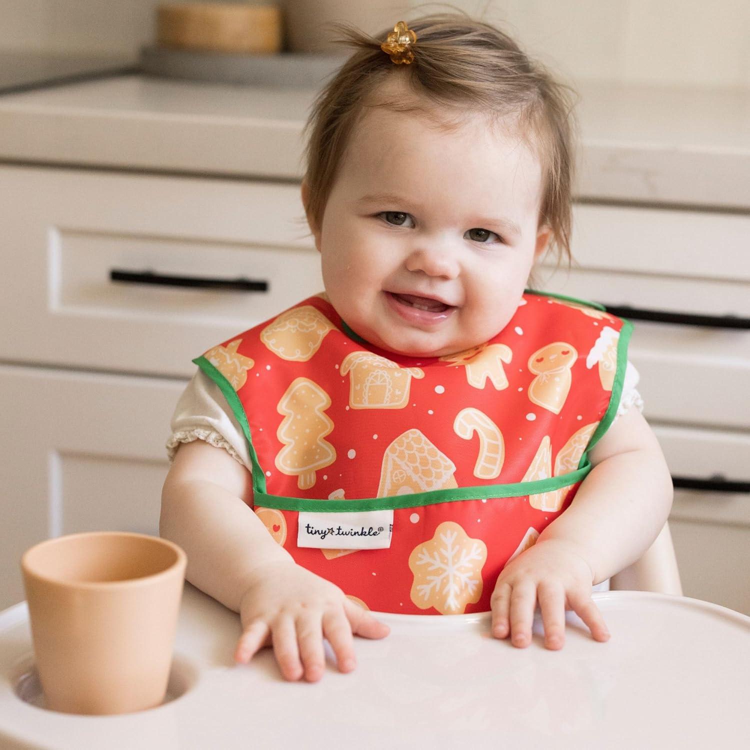 image:imageTiny Twinkle MessProof Baby Bibs for Eating Waterproof Wipeable Toddler Bibs with CatchAll Pocket Feeding Bibs for Girls amp Boys3 PackCowboy3pack Christmas