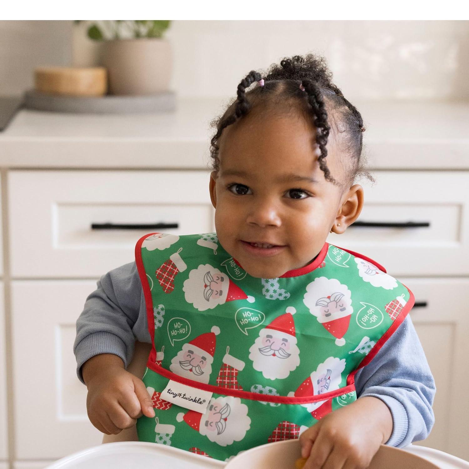 image:imageTiny Twinkle MessProof Baby Bibs for Eating Waterproof Wipeable Toddler Bibs with CatchAll Pocket Feeding Bibs for Girls amp Boys3 PackCowboy3pack Christmas