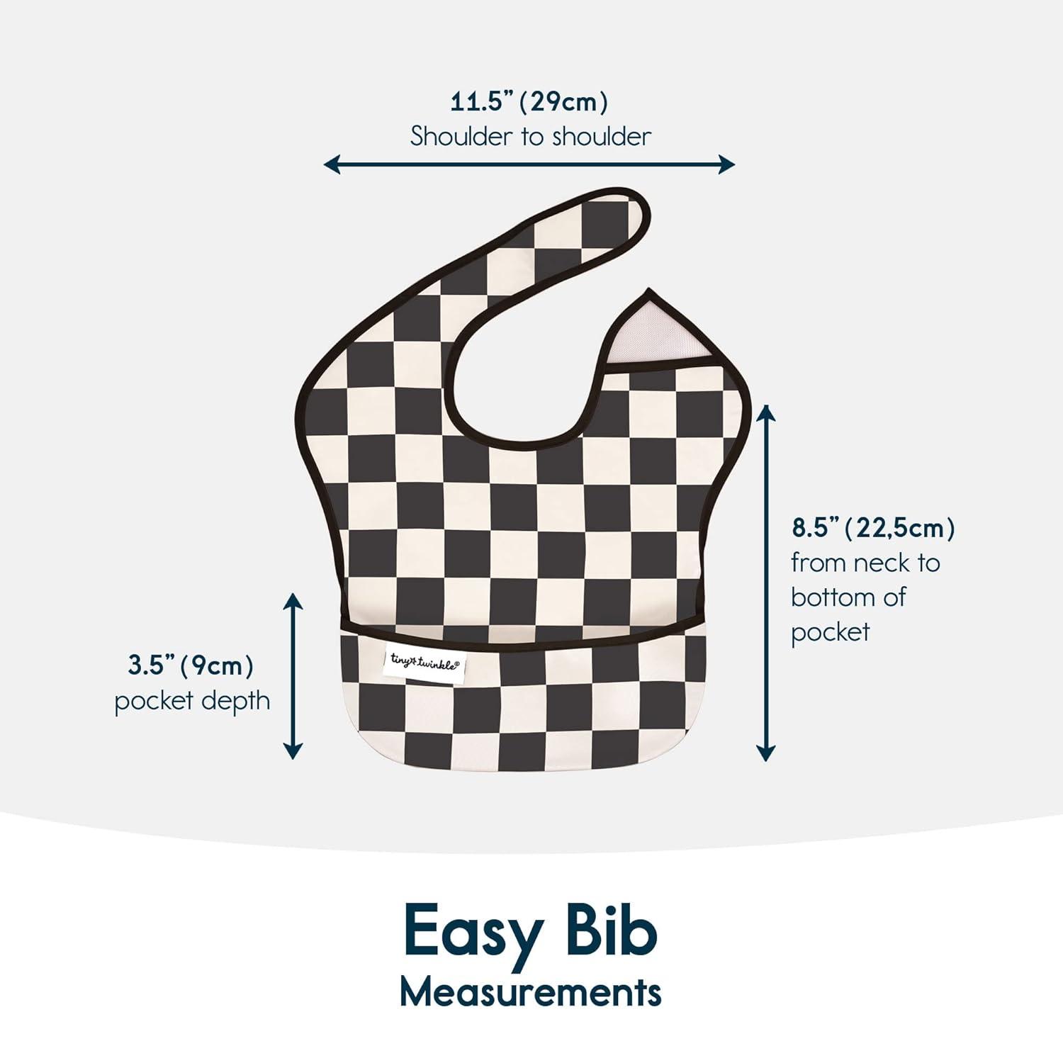 image:imageTiny Twinkle MessProof Baby Bibs for Eating Waterproof Wipeable Toddler Bibs with CatchAll Pocket Feeding Bibs for Girls amp Boys3 PackCowboy3pack Checkers Boy