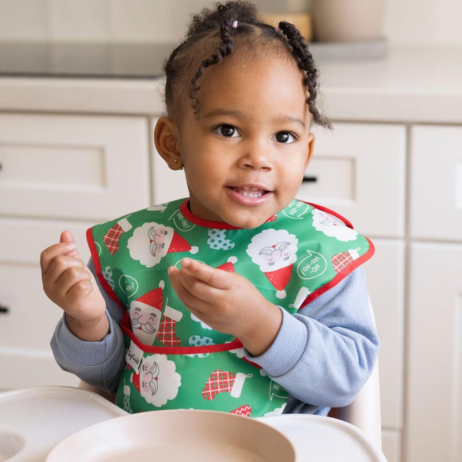image:imageTiny Twinkle MessProof Baby Bibs for Eating Waterproof Wipeable Toddler Bibs with CatchAll Pocket Feeding Bibs for Girls amp Boys3 PackCowboy3pack Christmas